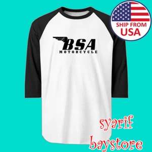 BSA Moto Classica Uomo Raglan Bianco Nero Taglia dalla S alla 2XL - Foto 1 di 1