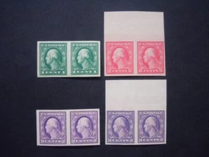 #481 482 483 484 Imperforated Horz. Pairs MNH OG VF/XF #1b CV $123 "New Mounts" - Picture 1 of 7