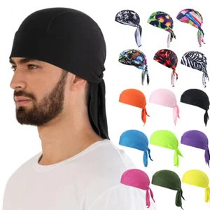 Bandana negra envolvente para motocicleta motociclista Du Do Paisley Doo cabeza de trapo calavera Durag - Imagen 1 de 33