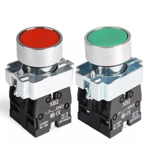 2PCS 22MM Momentary Push Button Switch Red Green 1NO 1NC Metal Head XB2-11BN-G&R - Picture 1 of 6