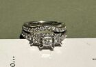 White Gold Simulated Diamond Engagement/Wedding Ring Set Sz. 5 From Kay Jewelry