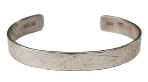 Sterling Ramon Lopez Hammered Cuff Bracelet 9mm 7" Wrist - Picture 1 of 5