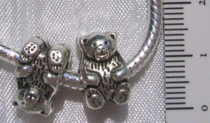LOT DE 2 PERLES CHARMS OURS OURSON ARGENTE 13x8x9MM TROU 5mm *E5 - Picture 1 of 1
