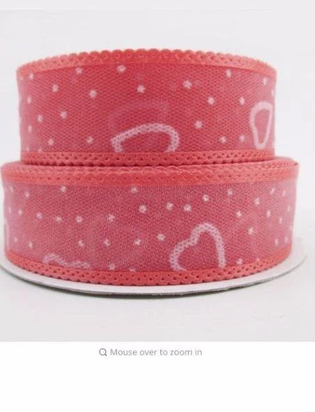 Heart and Polka Dots Organza Ribbon 25mm wide 1m long - image 1 of 1