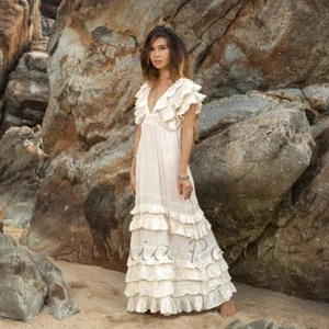 Lily Maxikleid - Boho Old World Hochzeit Festival Gypsy Dress Kleid Sommerkleid - Bild 1 von 5