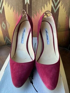 Brian Atwood Sz 9 Plum Suede high heel pump w/corset back - Picture 1 of 4