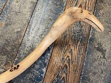 Folk Art Hand Carved Bird Figural Cane Signed Walking Stick