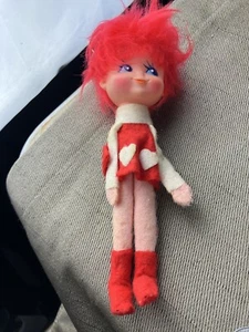 Pixie Elf Doll Ornament Red Hair Valentines Love Romance Vintage 6" Tall - Picture 1 of 7