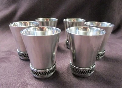 HOMMET Placa de Plata Antigua Rusa 6 Tazas Pequeñas Filigrana Aplicada Decoración Foto 1 de 4