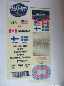 USA vs CANADA, 4-NATIONS FACE OFF 2025, (REPRO) TICKETS, 15. FEB. 2025, MONTREAL - Bild 1 von 7