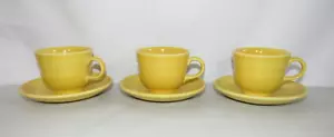 JUEGO DE 3 TAZAS Y 3 PLATILLOS DE CERÁMICA FEISTA AMARILLA HOMER LAUGHLIN FIESTAWARE - Imagen 1 de 12