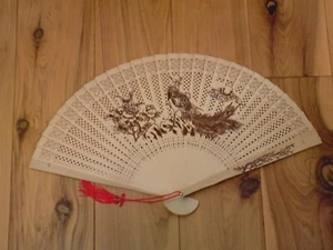 Japanese Art Print Hand Folding Fan Fashion Decor Wood Bamboo Red Phoenix - Picture 1 of 3
