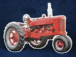 TRACTOR ROJO - *HECHO EN EE. UU.* Letrero de metal troquelado en relieve - Hombre cueva garaje decoración de bar - Imagen 1 de 11