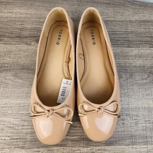 Neu mit Etikett Torrid Schleifendetail eckige Zehenpartie flach Größe 8,5 WW adretter Ballerinas lässig bequem - Bild 1 von 6