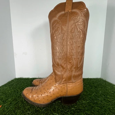 Botas de Vaquero Panhandle Delgadas Pluma Completa Avestruz Para Mujer’s 6.5 Tostado Coñac Western Vi Foto 1 de 4