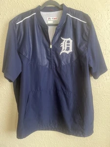 Detroit Tigers Authentic Majestic Pullover Baseball Warm Up 'Navy' Cool Base - Picture 1 of 5