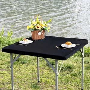 Square Fitted Table Cover Elastic Tablecloth Stretch Spandex Table Top Cover ... - Picture 1 of 1