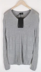 RICHMOND Men's Sweatshirt 50 Grey Cotton V-Neck Pullover Long Sleeve * - Picture 1 of 6