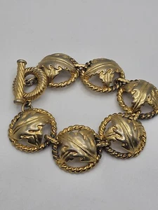 AS IS Vintage Givenchy Gold Tone Link Bracelet Toggle Clasp - Picture 1 of 16