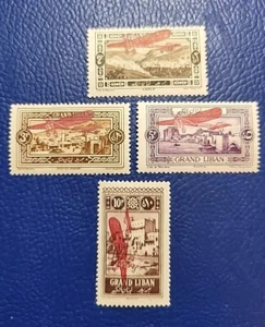 Lebanon 1926 Sc# C13-16 MH Mint Lightly Hinged Overprinted Red Plane (R56/2) - Picture 1 of 3