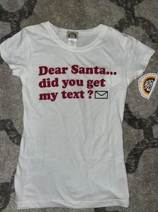 $20 LOVE ROCKS”Dear Santa, Did You Get My Text”?Tee White T-Shirt Girls MEDIUM M - Picture 1 of 10
