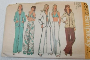 Cárdigan, sujetador, pantalón estampado costura Simplicity 5573 talla 12 vintage sin cortar - Imagen 1 de 5