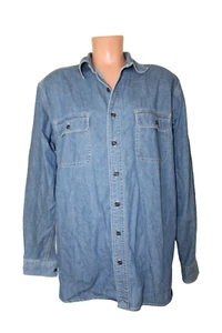 Lands End Oberhemd XL langes Jeanshemd Herren Herrenhemd langarm blau - Bild 1 von 5