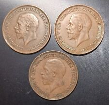 1934 - 1936 GB KING GEORGE VI ONE PENNY - LOT OF 3 COINS