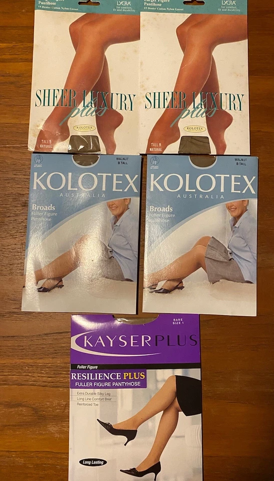 KOLOTEX & KAYSER 5 Pairs NIP Broads Plus Size Pantyhose Natural/Walnut Talls Foto 1 de 4
