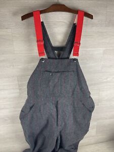 Woolrich Wool Bib Overalls Gray Charcoal Mens L Suspenders