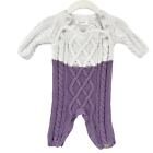 Miles Baby 100% Cotton Girls Cable Knit Colorblock Long Sleeve Romper Size 3M