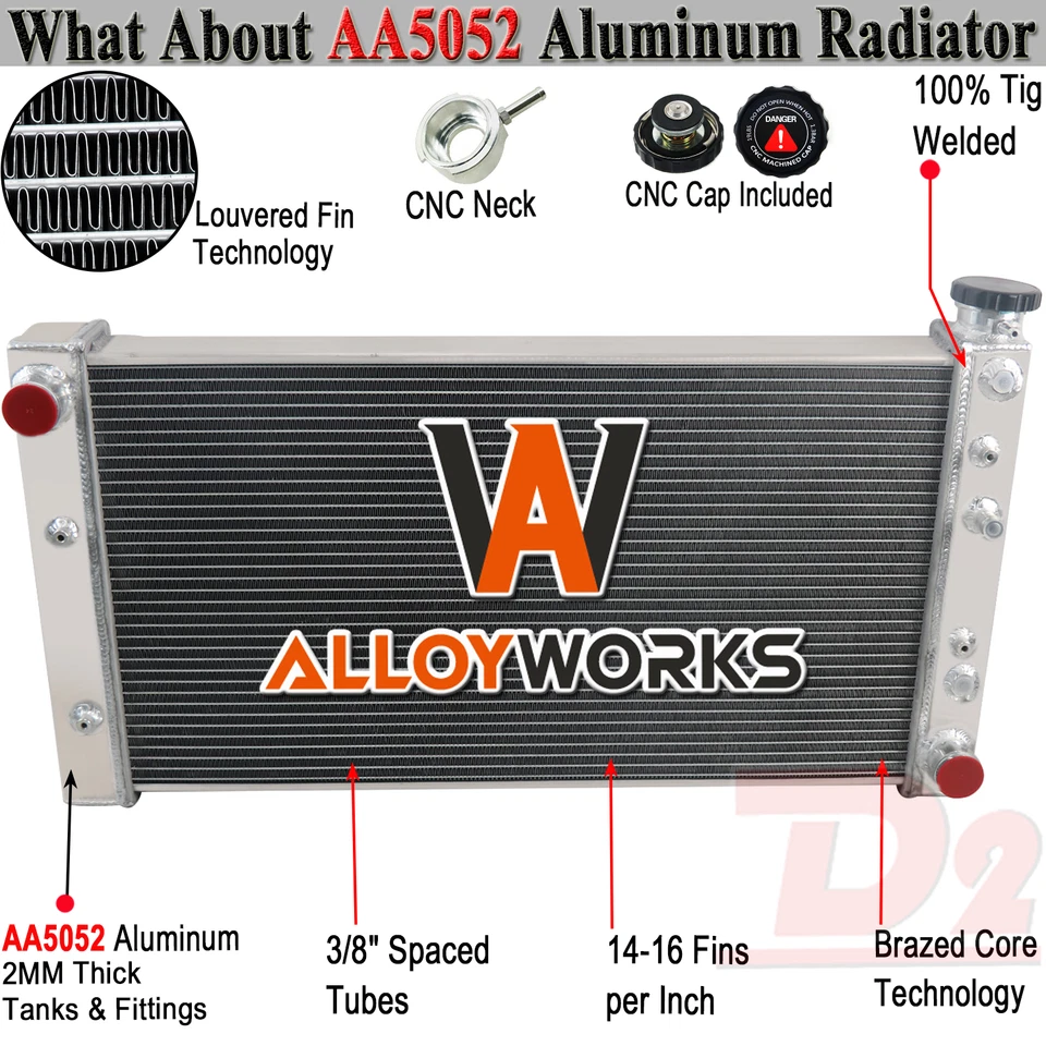 4 Row Aluminum Radiator For 1982-1994 90 Chevy S10 GMC S15 Jimmy SBC 350 V8 — 第 1/4 张图片