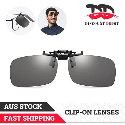 Photochromic Polarised Clip On Flip Sunglasses Pilot Polarized Fishing Eyewear - image 1 of 4
