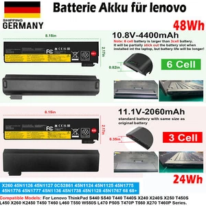 ✅68/68+ Akku Für Lenovo ThinkPad X260 T440 T440s T450 X240 X240s X250 3/6 Zellen - Bild 1 von 31