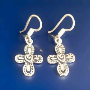 Erick's Sterling Silver Dangle Cross Earrings Taxco.925 - Picture 1 of 8