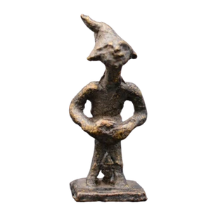 #33 antike? afrikanische Bronze Figur gelbguss Benin? Ashanti 5,5cm hoch - Bild 1 von 5