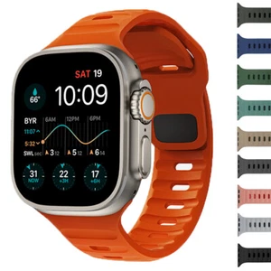 For Apple Watch Series 8 7 6 5 SE Ultra Silicone Sport Band Strap 44/41/45/49mm - Picture 1 of 35