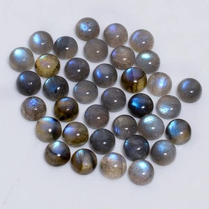 Lote de piedras preciosas cabujón redondo labradorita 100 % natural 20 quilates 6x6x3 mm GCL-25 - Imagen 1 de 5