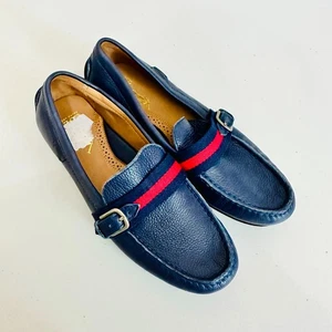 NUEVO POLO RALPH LAUREN RIALI MOCASÍN DE CUERO GRANULADO AZUL MARINO TALLA 8.5D - Imagen 1 de 8