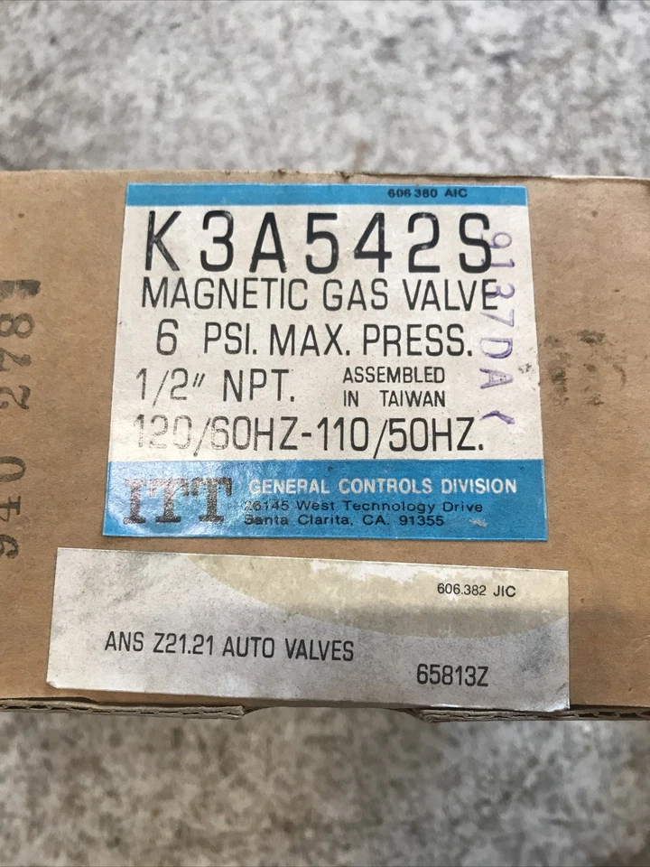 Válvula de gas magnética ITT K3A542S 1/2” NPT ¡Nueva!! Foto 1 de 1