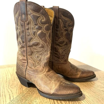 Laredo Maddie 牛仔靴女式 9 码宽棕褐色磨砂鞋头 51112 — 第 1/4 张图片