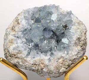 3.2" 600g Natural Blue Celestite Geode Crystal Druzy Cluster Mineral Madagascar - Picture 1 of 4