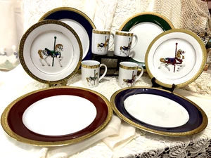 10 Pcs Gold Buffet Royal Gallery Carousel Horse Salad Dinner Plates Cups 1991 - Picture 1 of 17