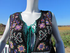NEW M Pyramid Collection dress bathing suit cover up black cotton embroidered