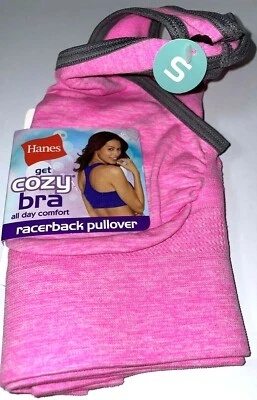 Mujer Hanes Acogedor Sujetador Deportivo SM ROSA Razerback Pullover Elastizado Activo Foto 1 de 4