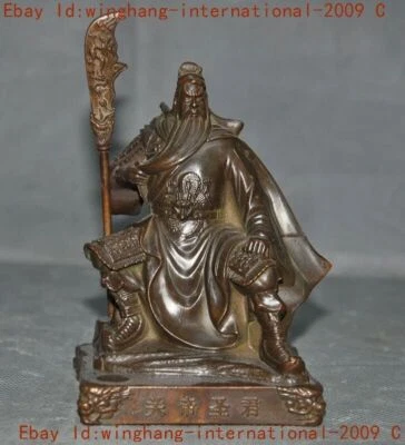 Antigua dinastía china bronce Guan Gong Guan Yu guerrero dios estatua escultura Foto 1 de 4