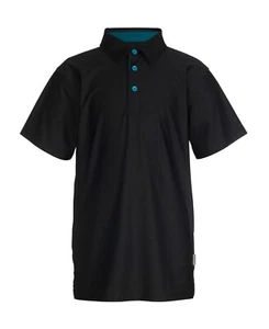 Univibe Walt Performance Polo Big Boys L Black Short Sleeve Button Closure - Picture 1 of 15