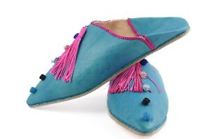 Tassels babouche Women Moroccan babouche Pom Pom Wedding slippers colorful mule