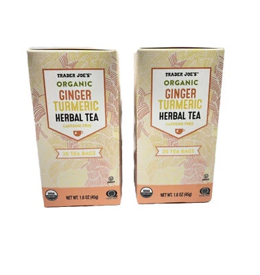 Cajas de té de hierbas de jengibre orgánico Trader Joe's sin cafeína - 2 cajas Foto 1 de 3