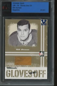 2006 ITG Ultimate Vault Bill Durnan Sapphire Gloves are Off Game Used Patch 1/1 - Picture 1 of 2